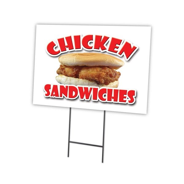 Signmission Chicken Sandwiches Yard Sign & Stake outdoor plastic coroplast window, C-1824 Chicken Sandwiches C-1824 Chicken Sandwiches - main